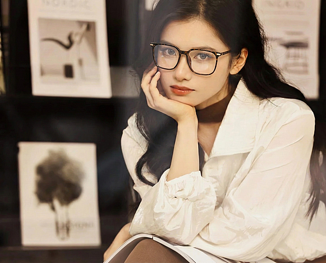 将图2的眼镜戴在脸上，图1不变，眼镜颜色大小比例不变，整体画面和谐，眼镜不会太突兀，镜片通透真实效果