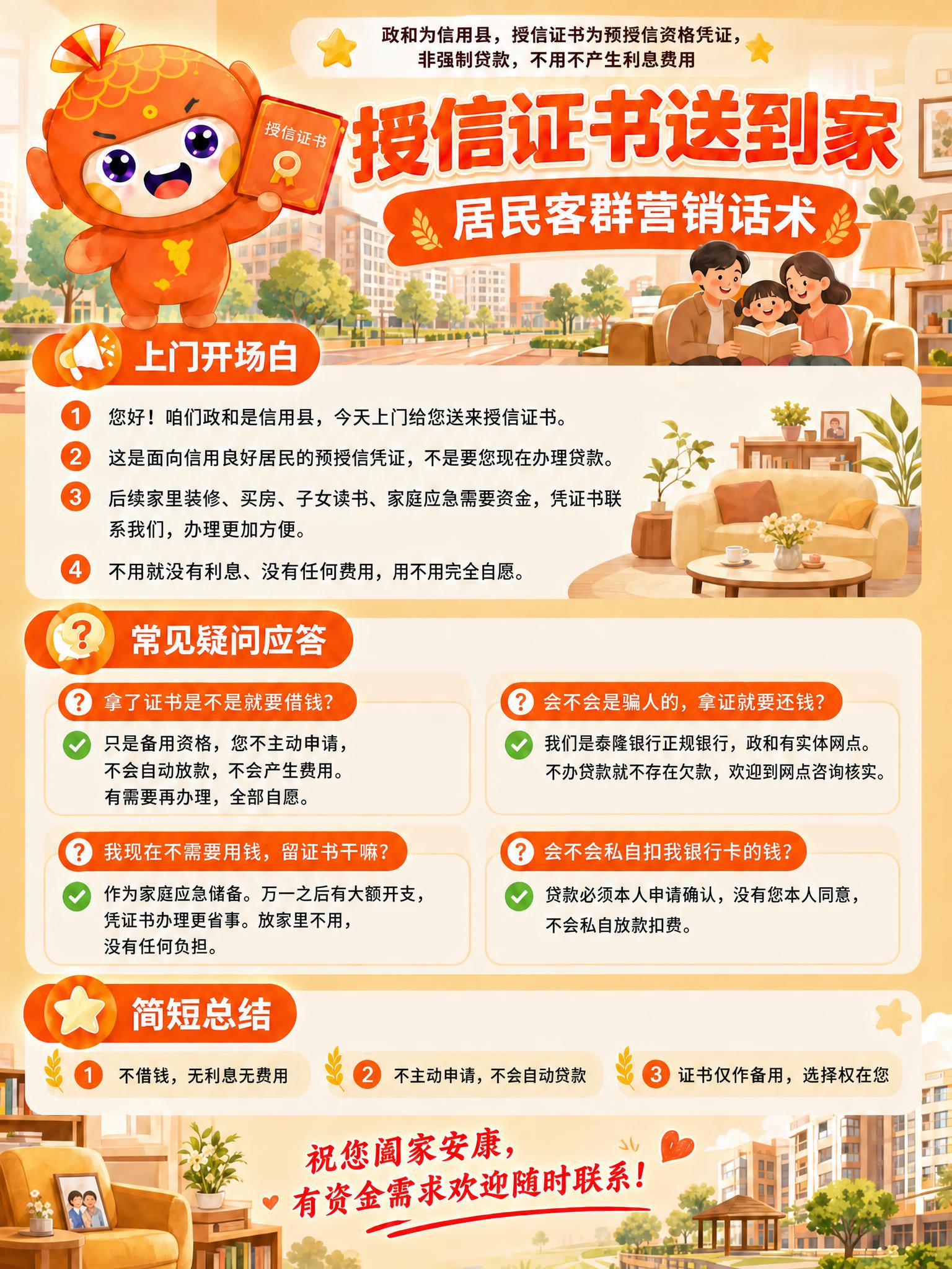 修改居民客群版营销话术卡片，将常见疑问应答中第二条的问题"会不… - 图片创意预览