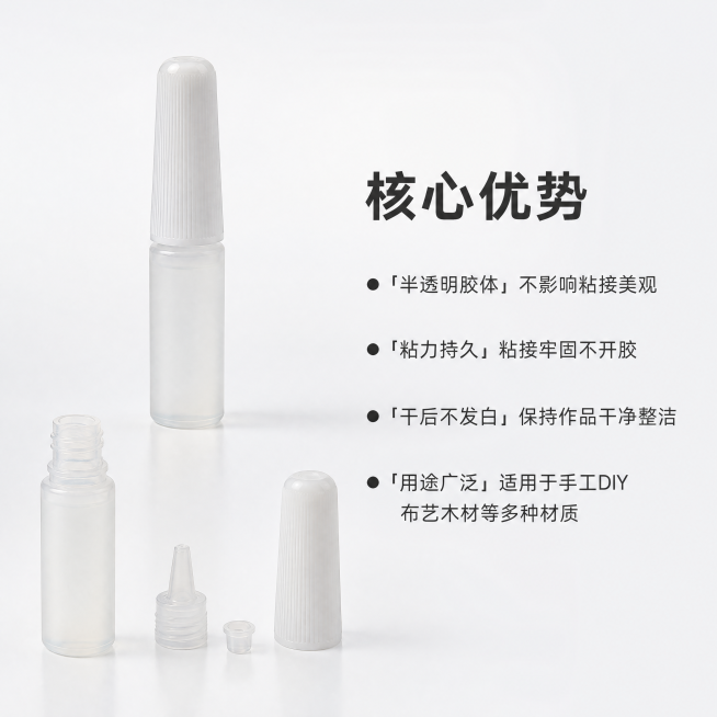 [主图-2] 酒精胶产品核心卖点展示图
[氛围风格] 简约干净，真实可信，符合1688采购调性
[画质] 商业摄影质感、光线柔和通透、产品清晰真实、画面干净高级
[元素] 左侧垂直排列产品组件展示：组预览效果