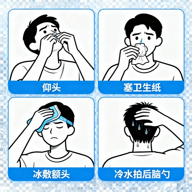 一到冬天，天干物燥，社区里流鼻血的街坊就变多了--要么鼻涕里带点血丝，要么鼻子突然滴两滴，偶尔还会哗哗流。遇到这种情况，大家的“急救操作”五花八门：仰头、塞卫生纸、冰敷额头、冷水拍后脑勺……
但医生预览效果
