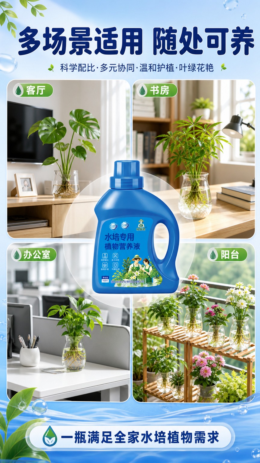 [商品] 使用【图1】欣福君水培专用植物营养液蓝色瓶装；保留瓶… - 图片创意预览