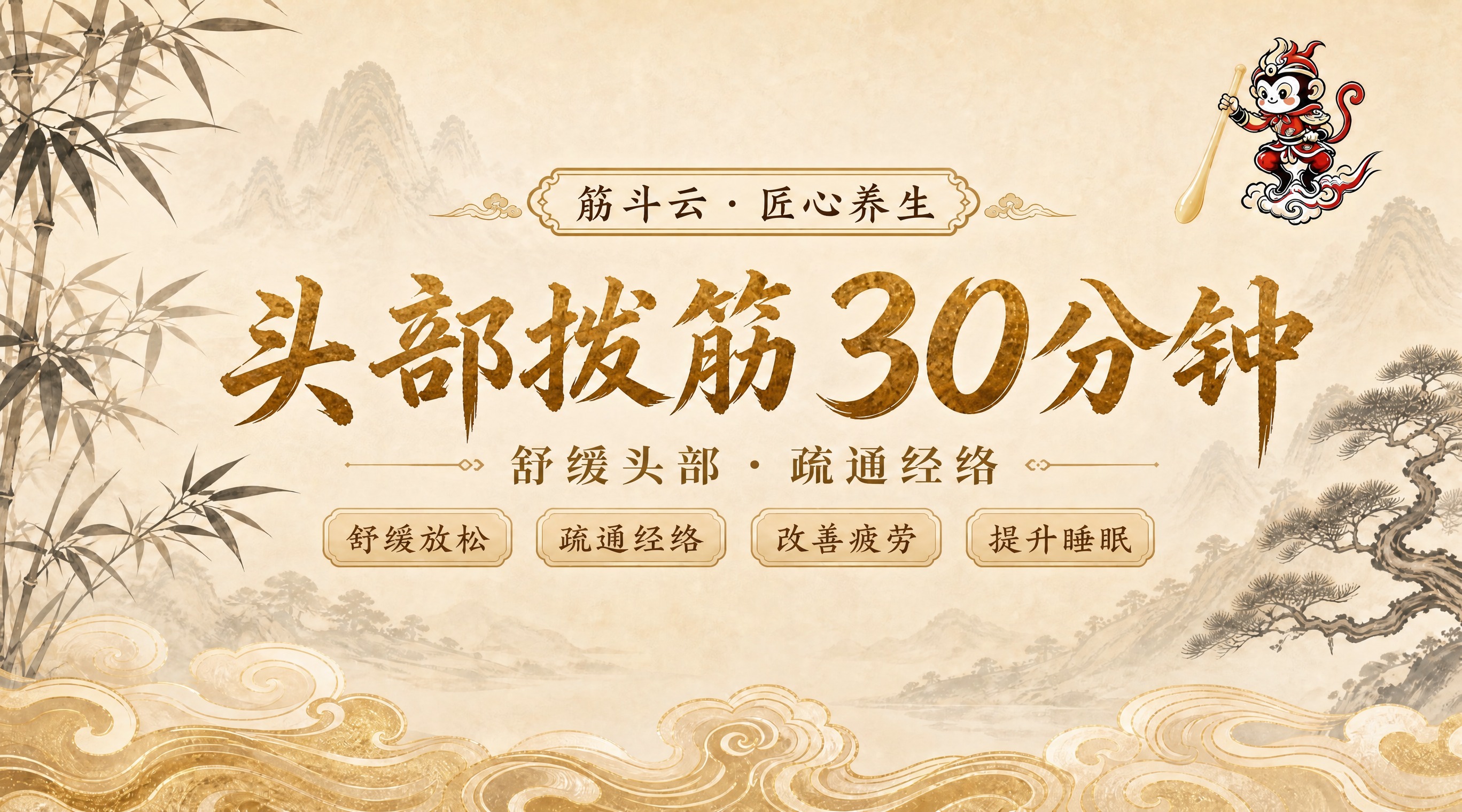 完全仿照参考图的版式、风格、配色、布局，制作头部拨筋20分钟的… - 图片创意预览