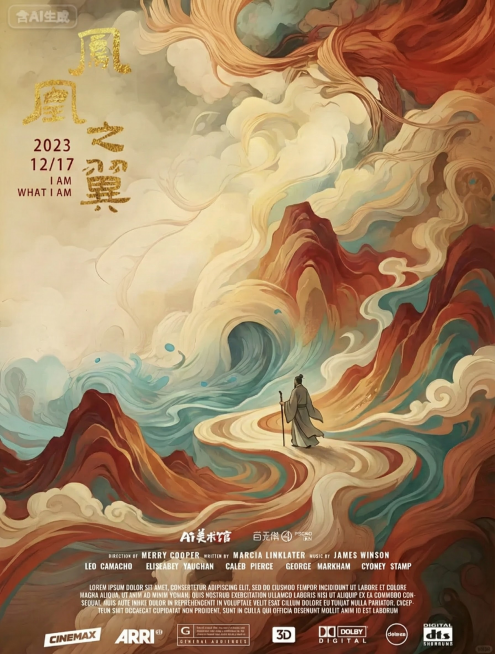 抽象山水，一个人行走其中预览效果