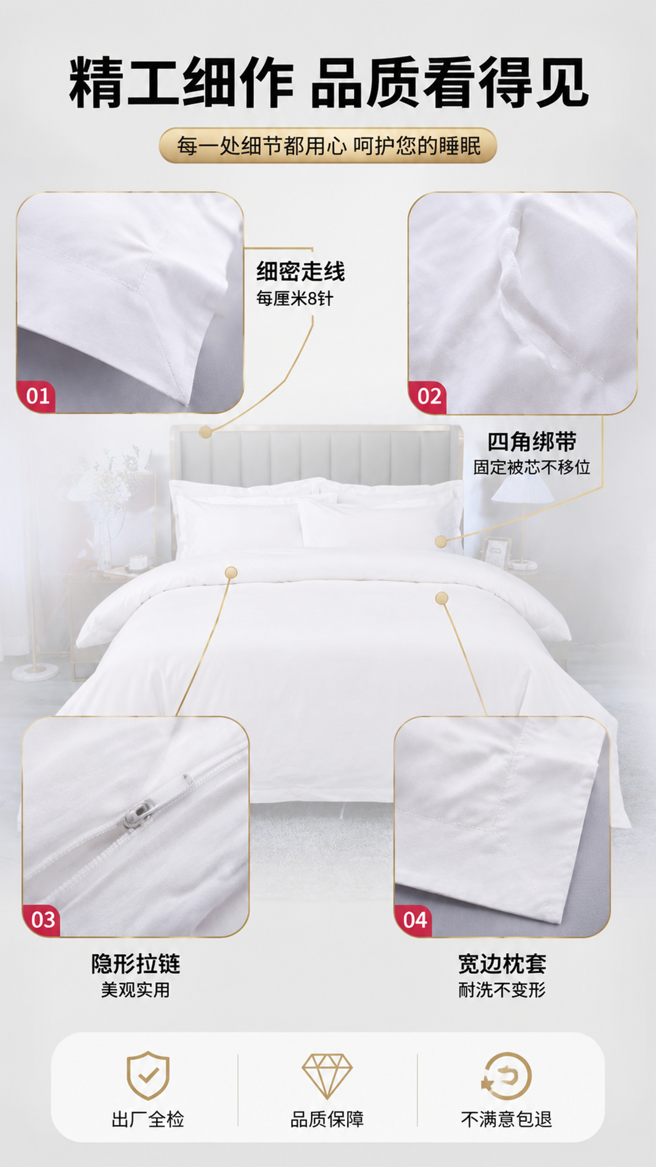 [第5屏] 细节工艺展示 - 走线工整包边精致被套绑带设计等。… - 图片创意预览