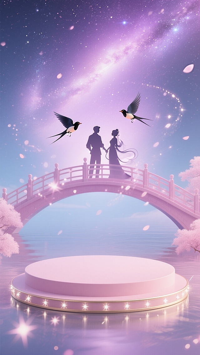 💖浅粉展台梦幻七夕，牛郎织女剪影超浪漫✨