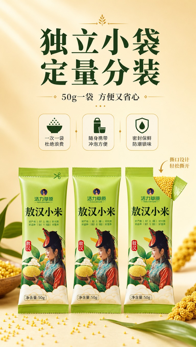 [商品] 使用【图1】独立小袋包装图；保留小袋绿色包装、蒙古族… - 图片创意预览
