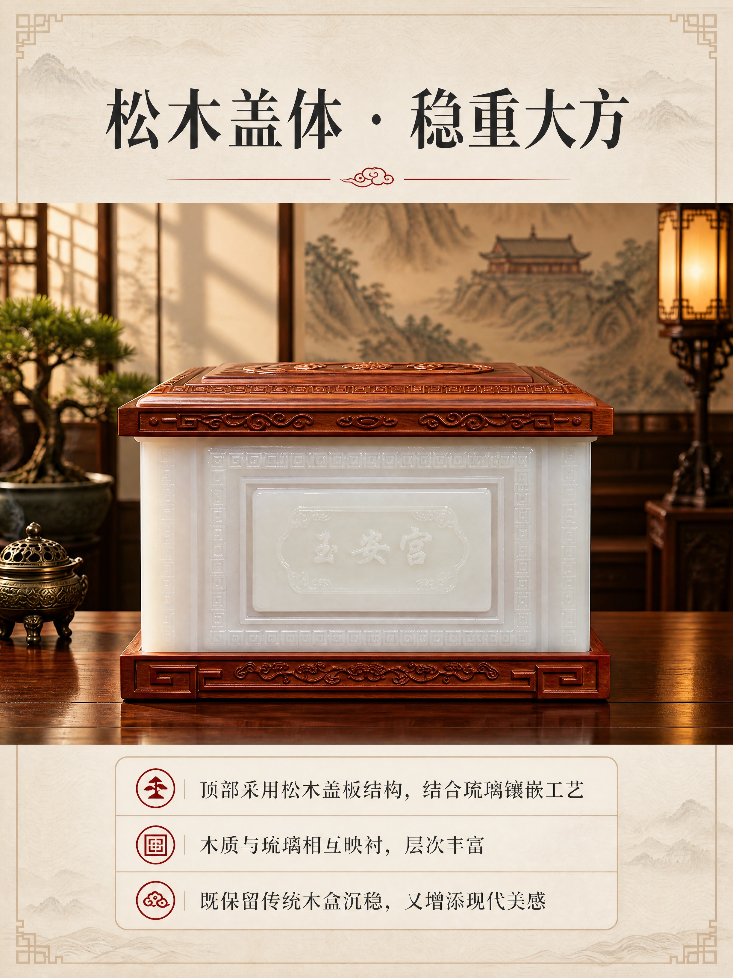 [商品] 使用【图6】【图7】玉安宫琉璃松木骨灰盒；保留顶部松… - 图片创意预览