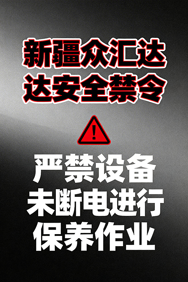 严禁酒后上岗严禁设备未断电进行保养作业严禁未开票进行动火作业严禁未开票进行有限空间作业严禁未设置防护措施接近运转设备严禁未验电进行涉电作业作业严禁未佩戴安全带进行高处作业严禁火种进入粉尘涉爆区域严禁“三违”作业严禁未三级安全教育培训考试合格上岗一共十个内容，每个内容一个海报，顶头的标题为新疆众汇达安全禁令，然后进行内容创作新疆众汇达安全禁令这几个字要求在每一张海报中订头出现并且不和其它内容放在一起，只作为大标题使用，每一张海报中新疆众汇达安全禁令这几个字字体格式要求统一，比如第一张和第二张中这一段文字字体格式要一样
