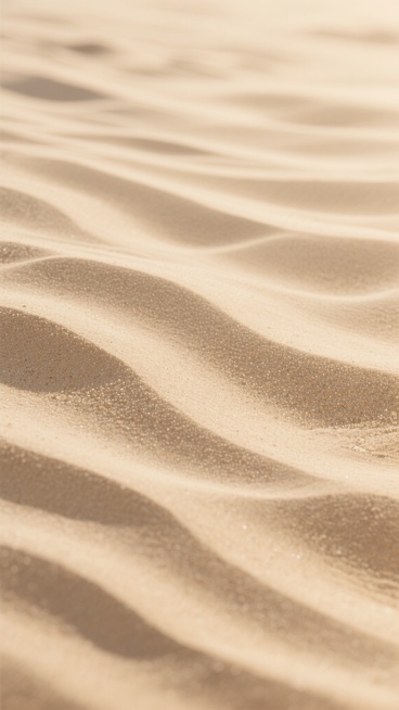 一张展现细腻沙土质感的图片，整体呈现柔和的米黄色调，沙子表面有自然形成的波浪状纹理，线条流畅且富有层次感，颗粒感清晰可见，光线均匀地洒在沙面上，营造出温暖而宁静的氛围，没有任何文字或图案干扰，纯粹的沙土背景，具有真实的自然肌理和柔和的光影效果。预览效果