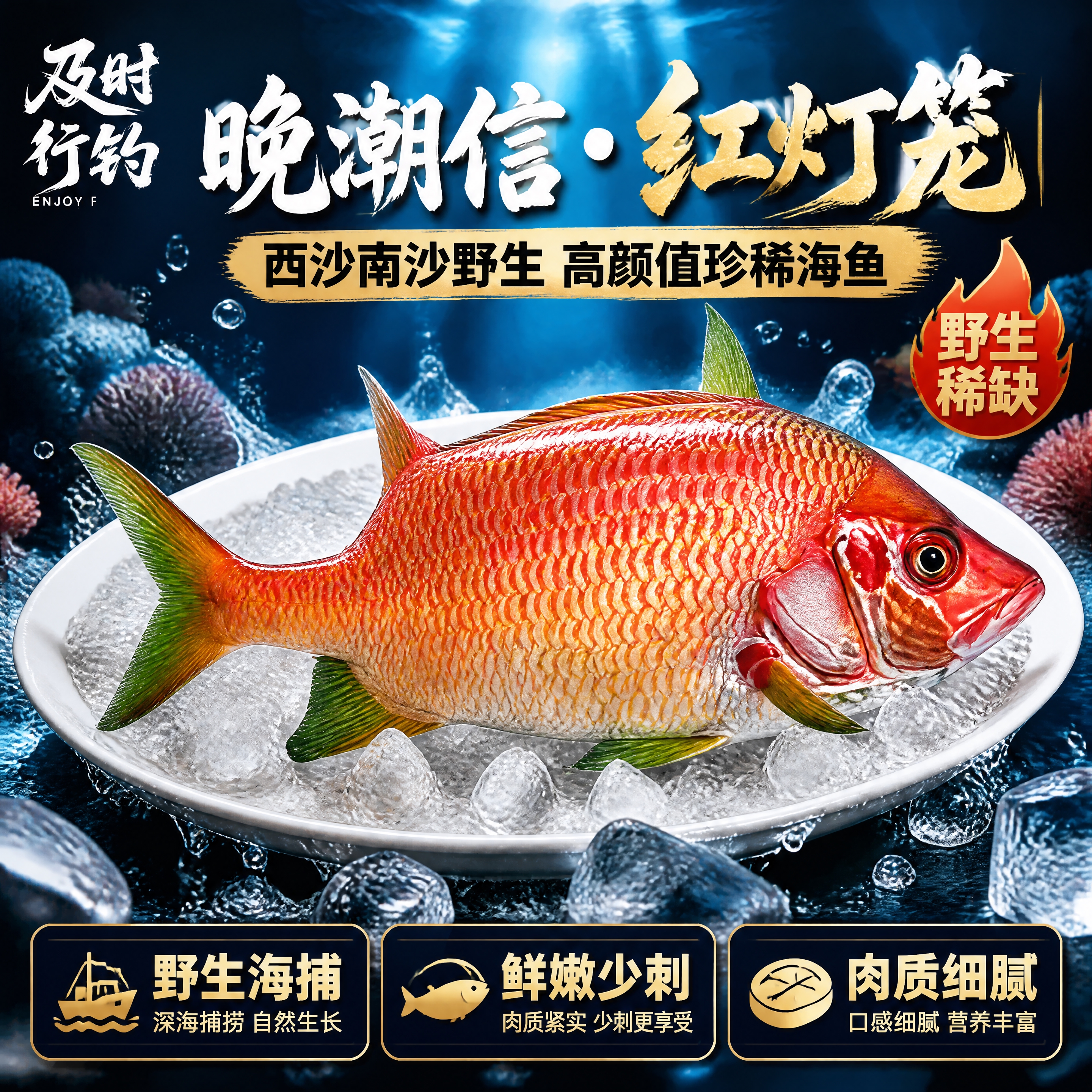 [商品] 使用【图1】野生红灯笼鱼；保留鱼身橙红色鳞片、绿色鱼… - 图片创意预览