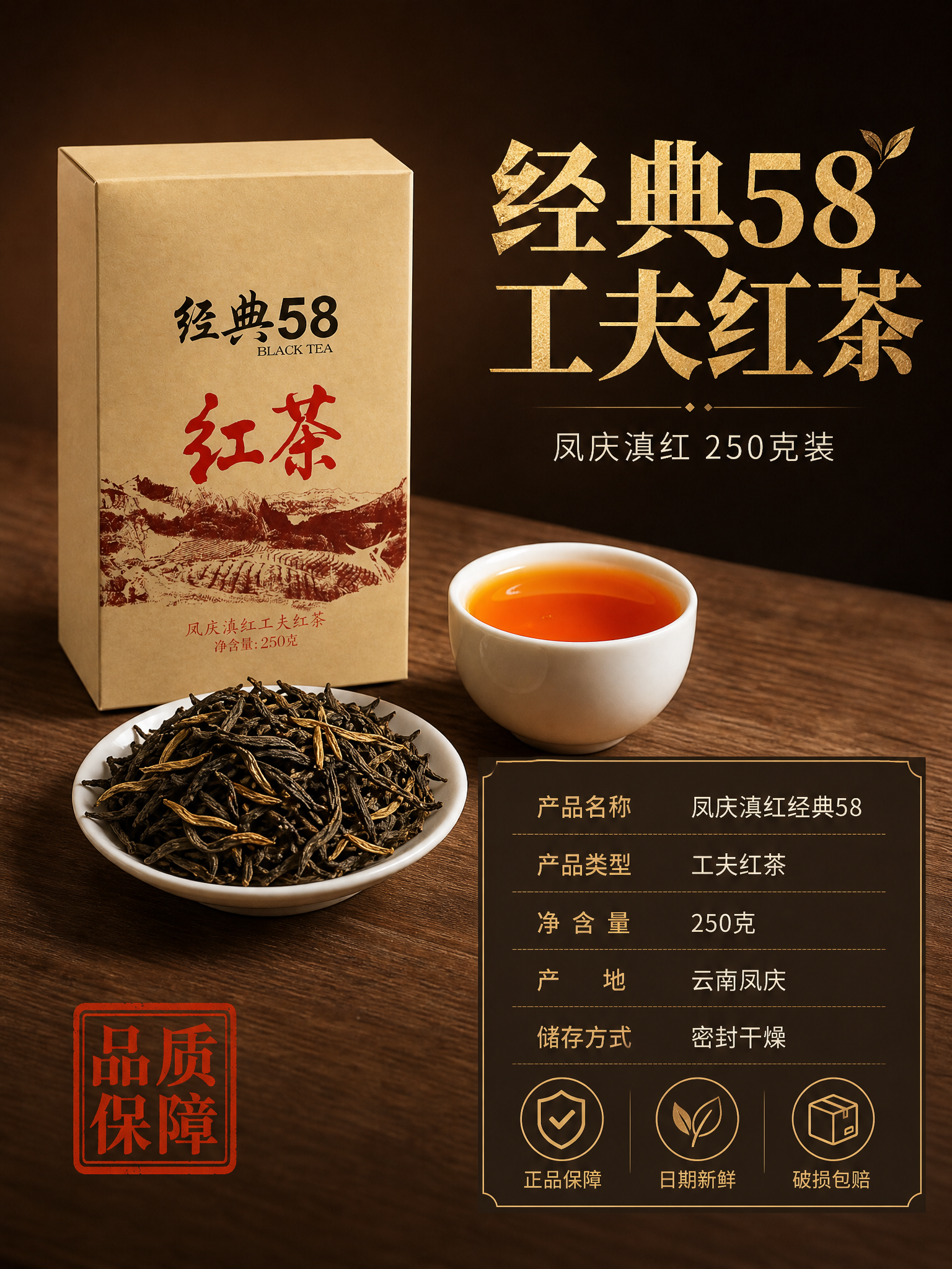 [商品] 使用【图2】【图3】凤庆滇红特级经典58红茶包装盒与… - 图片创意预览