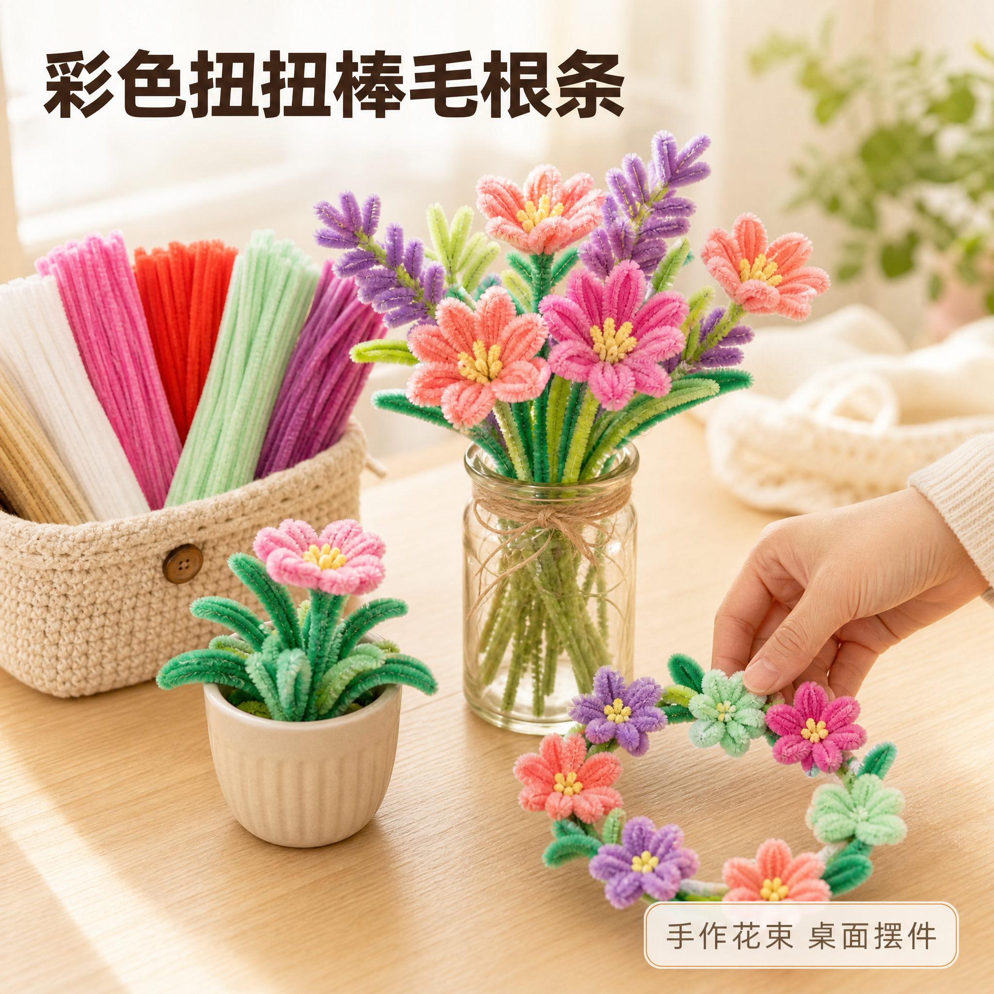 [主图-4] 商品名称：彩色扭扭棒毛根条。主题与唯一任务：使用… - 图片创意预览