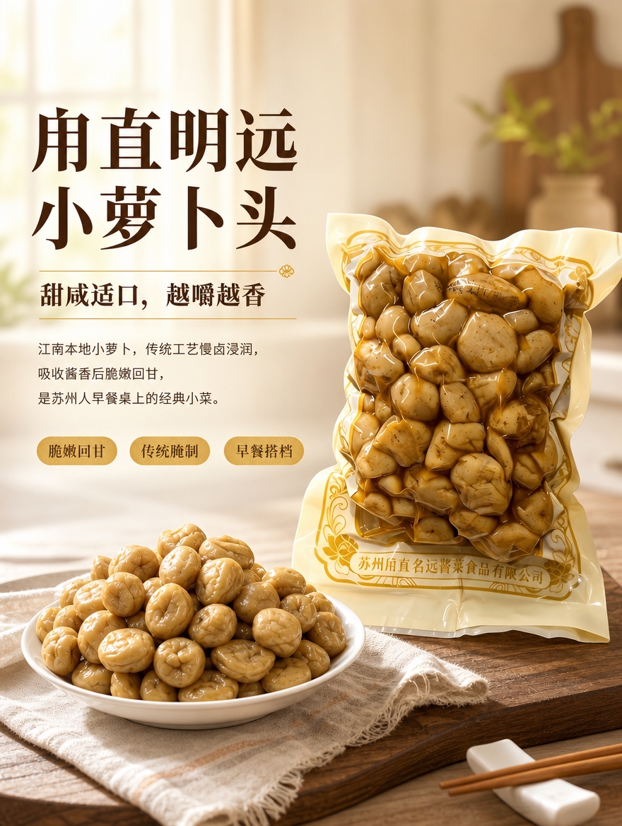 [商品] 使用【图1】袋装小萝卜头作为唯一主产品；保留米白色包… - 图片创意预览