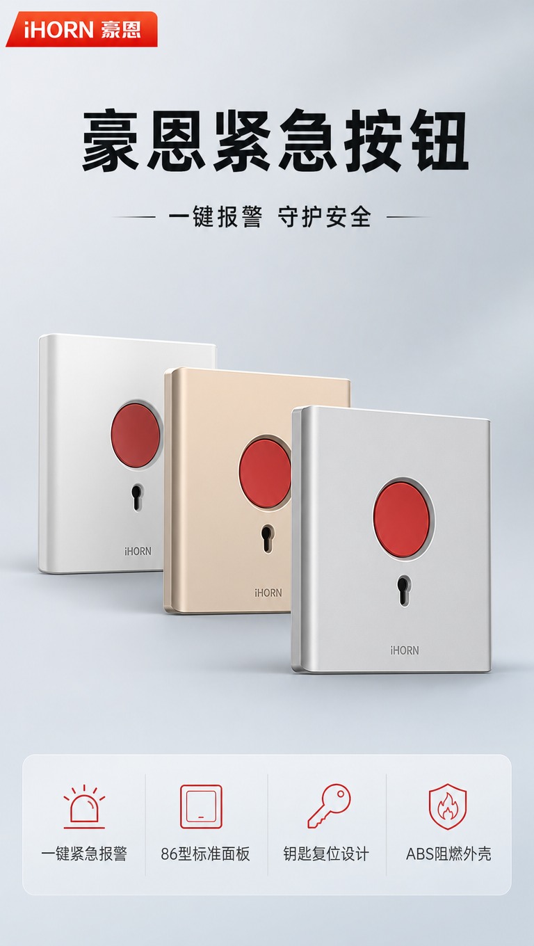 [商品] 使用【图1】豪恩紧急按钮三色款（左白色、中香槟金、右… - 图片创意预览