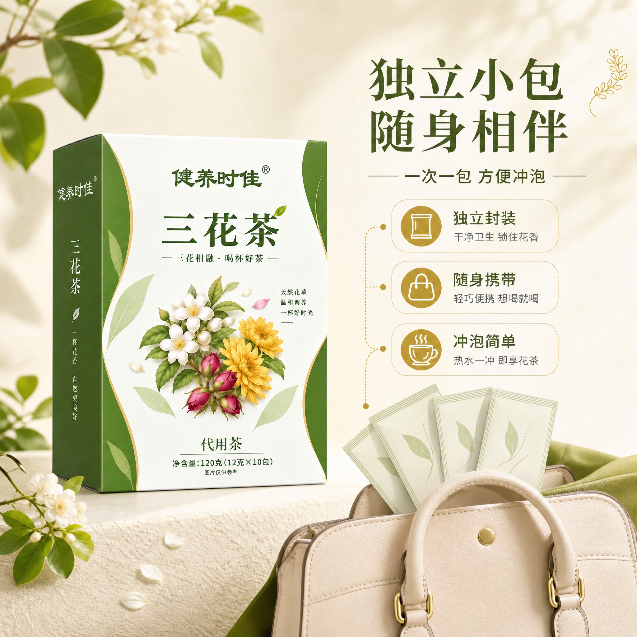 [主图-5] 独立小包便携展示 突出方便携带与冲泡 [统一基调… - 图片创意预览