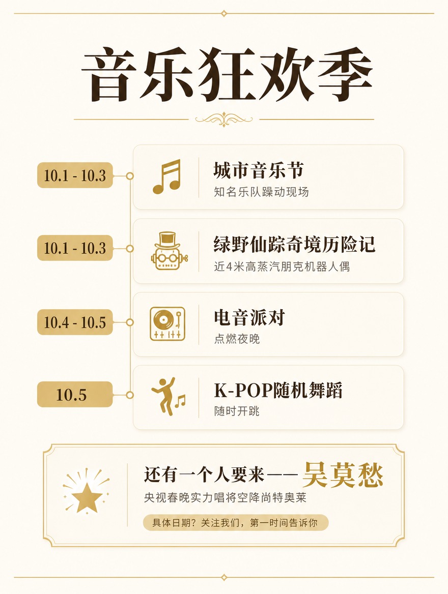 [商品] 无产品图，用统一风格的图标和文字卡片呈现音乐活动；保… - 图片创意预览