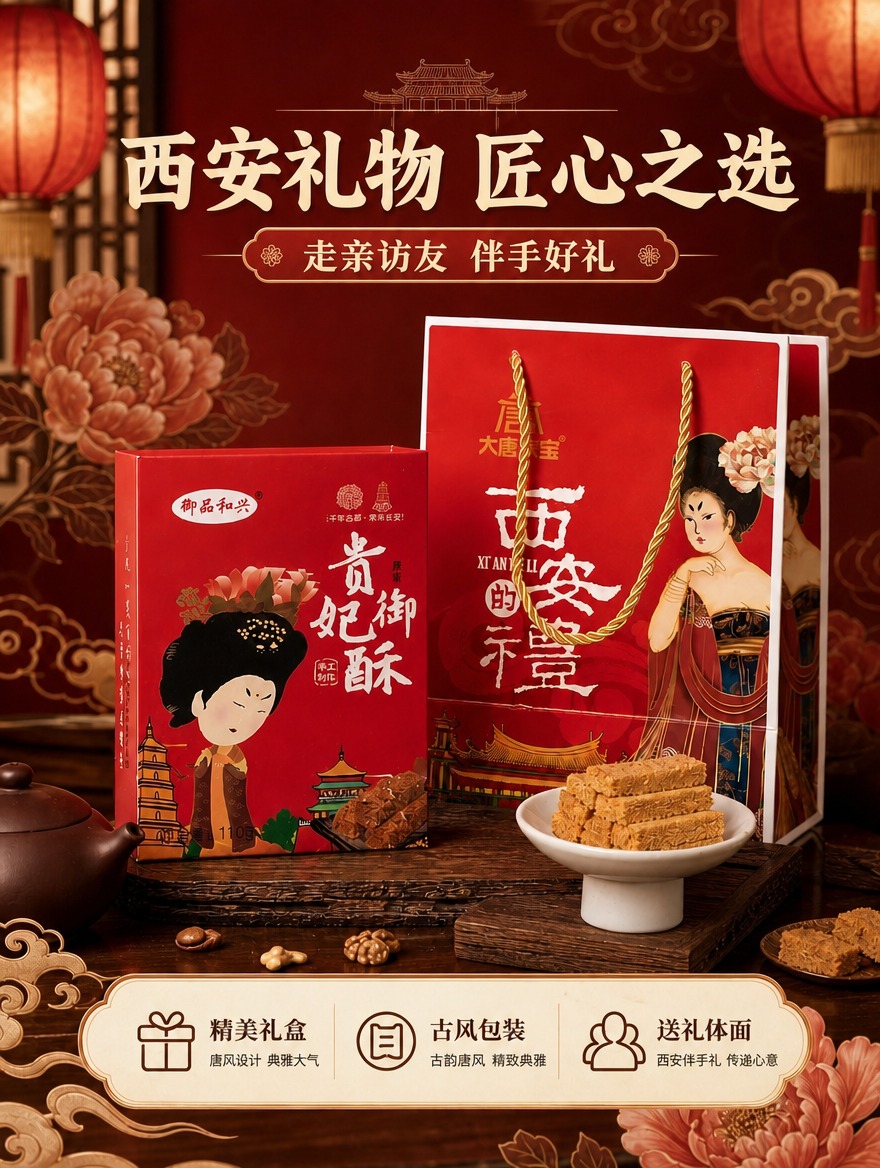 [商品] 使用【图1】贵妃御酥红色礼盒+红色手提礼袋+白瓷盘装… - 图片创意预览