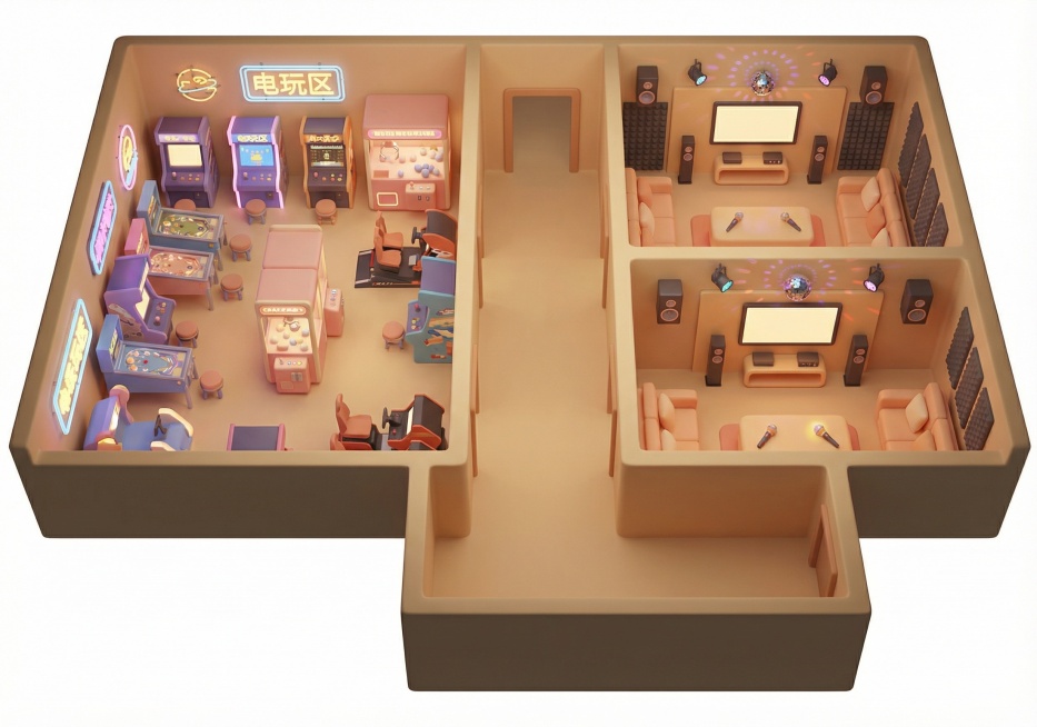 将这张图变成3d建模，c4d风格，侧视图预览效果