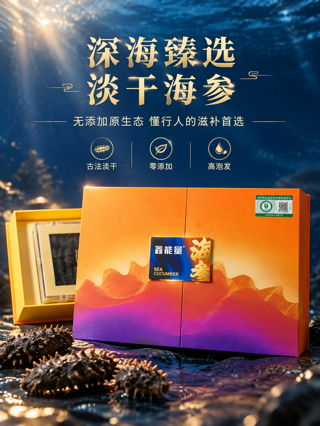 [商品] 使用【图1】【图2】【图3】鑫能量淡干海参礼盒；保留… - 图片创意预览