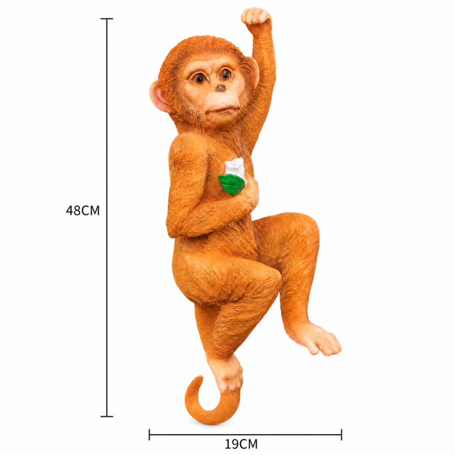 Based on the original image of the golden brown monkey decoration, add dimension lines and dimension预览效果