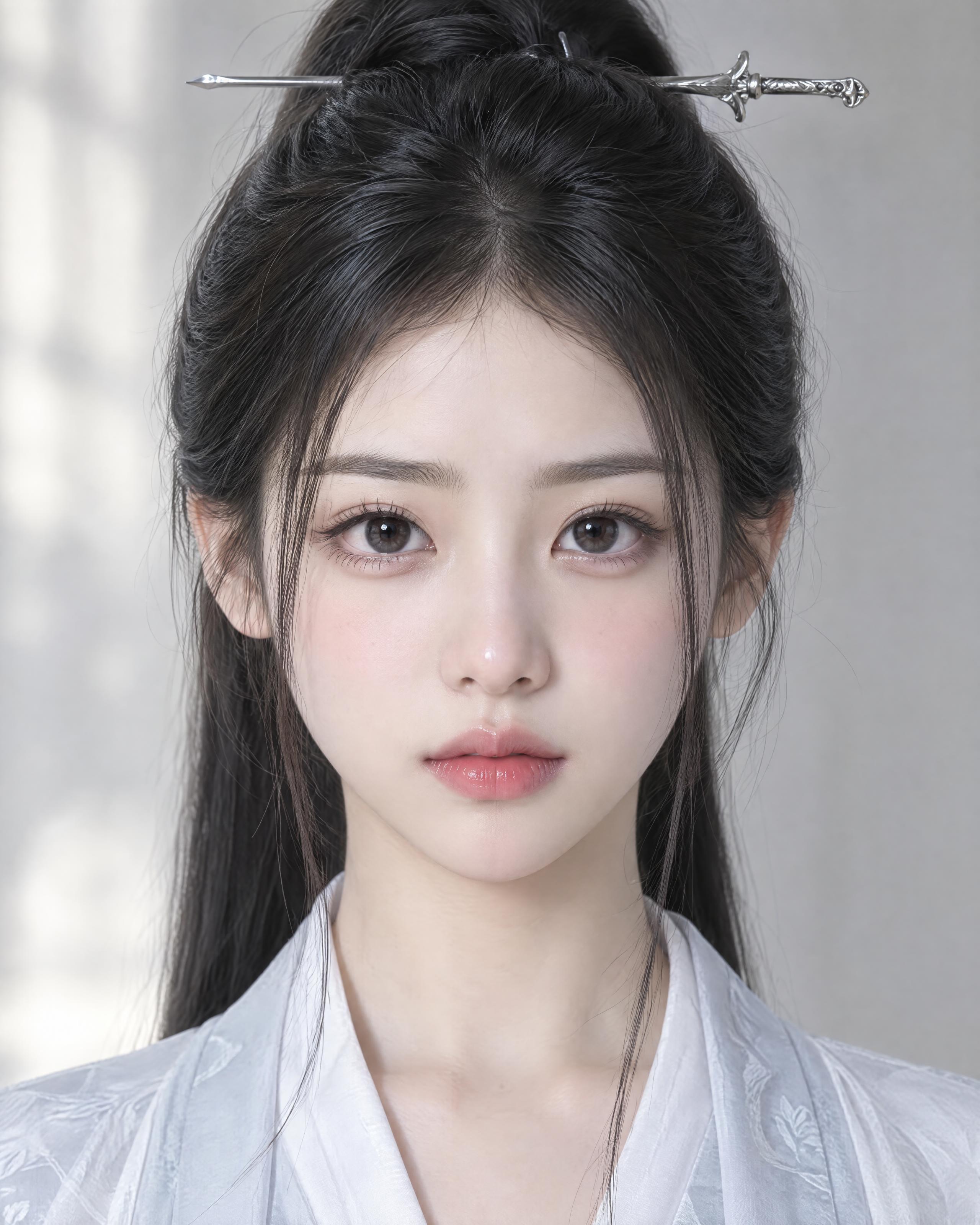 东亚青年女性，18岁，白皙冷调象牙色皮肤，中性肤质洁净顺滑，圆… - 图片创意预览