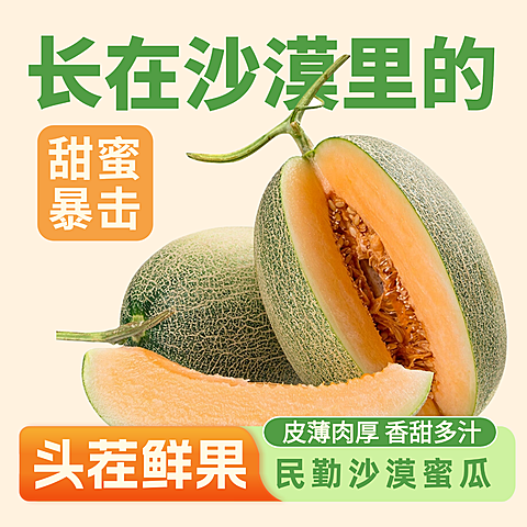 甘肃民勤沙漠哈密瓜食品生鲜水果电商零售主图
