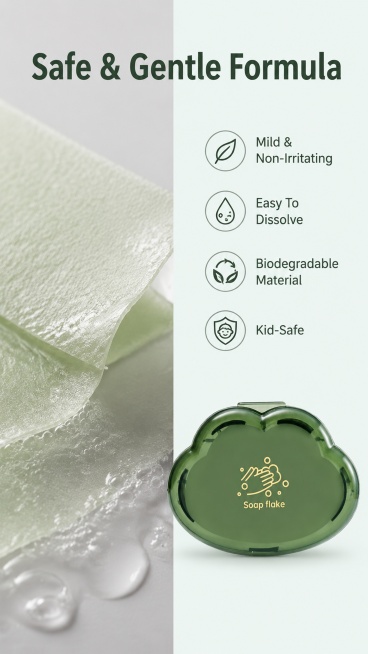 [第7屏] 材质安全细节页 - Disposable Children's Hand Washing Soap Sheets. This screen uses 【图1】for product sha预览效果