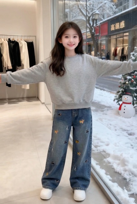 把图1的衣服和裤子给图的2的人物穿上，保留原场景光影，保持图2的人物的五官和发型不变，图片宽高尺寸不变，背景不变，人物姿势不变，保持图1的衣服和裤子的款式和颜色不变预览效果