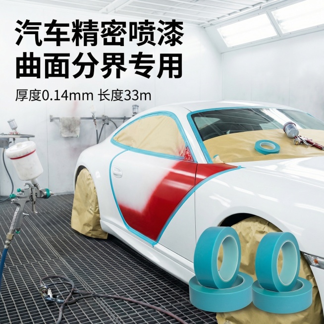 3m4737T遮蔽胶带耐高温高粘度无痕喷漆PET半透明淡蓝色乙烯薄膜金属汽车精密精细喷漆曲面分界色划线单面胶贴生成五张淘宝主图1440*1440规格的 产品厚度0.14mm长度33m预览效果
