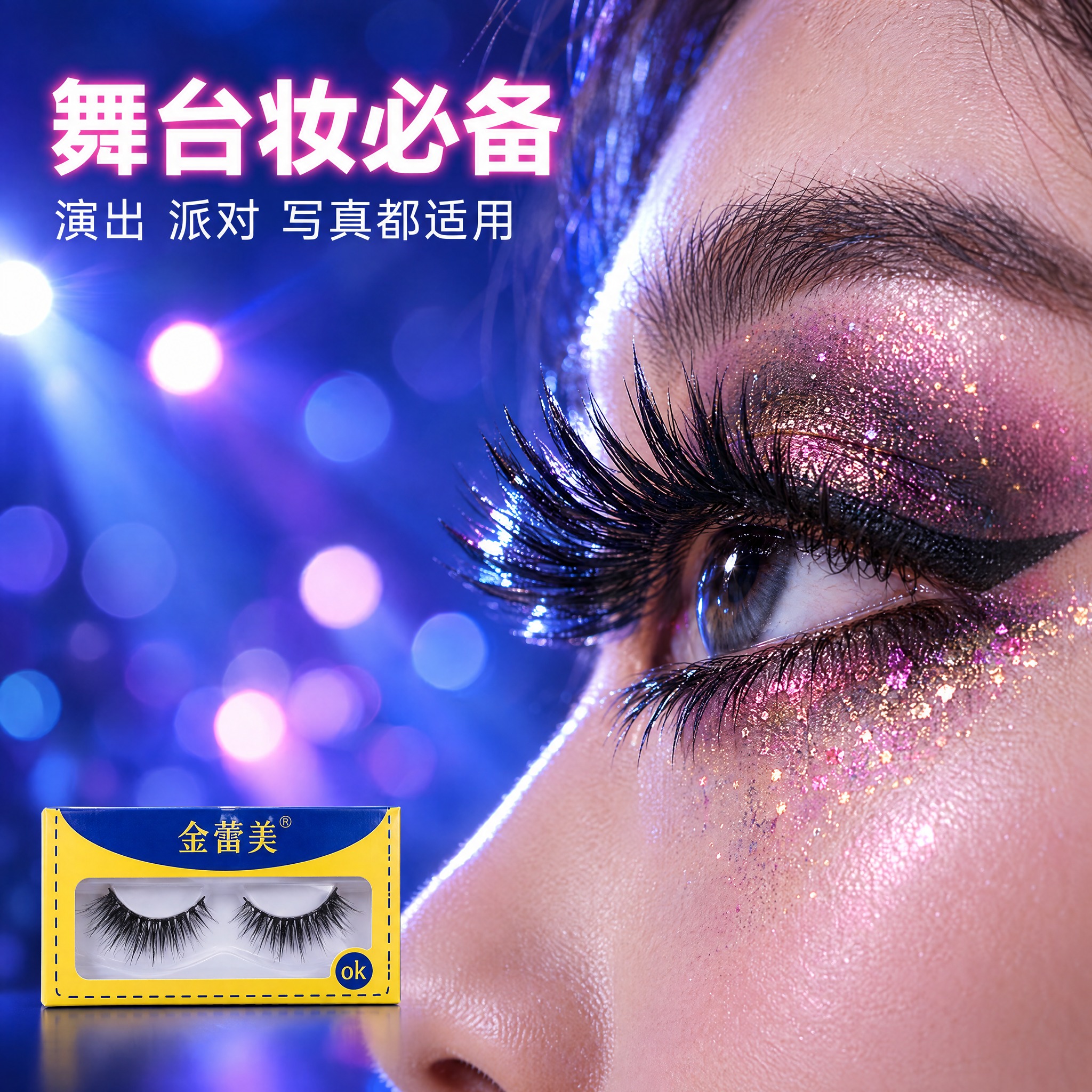 [主图-3] 萌沙魅儿舞台妆假睫毛 佩戴场景与妆效展示。 [统… - 图片创意预览