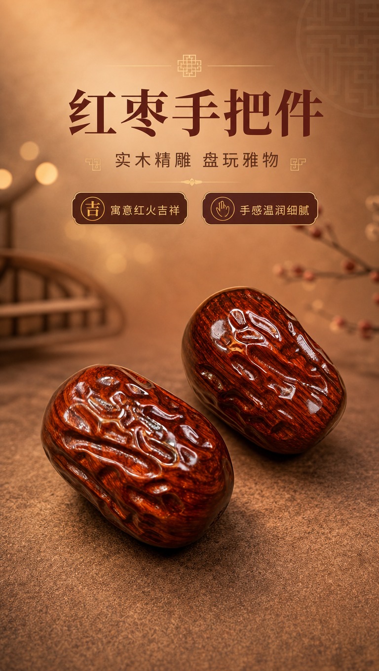 [商品] 使用【图1】红枣手把件；保留红枣造型、实木材质、红棕… - 图片创意预览
