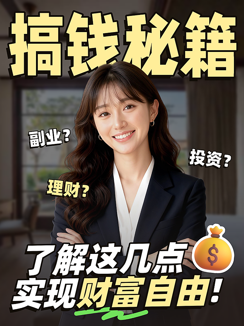 投资理财挣钱热门话题人像小红书封面