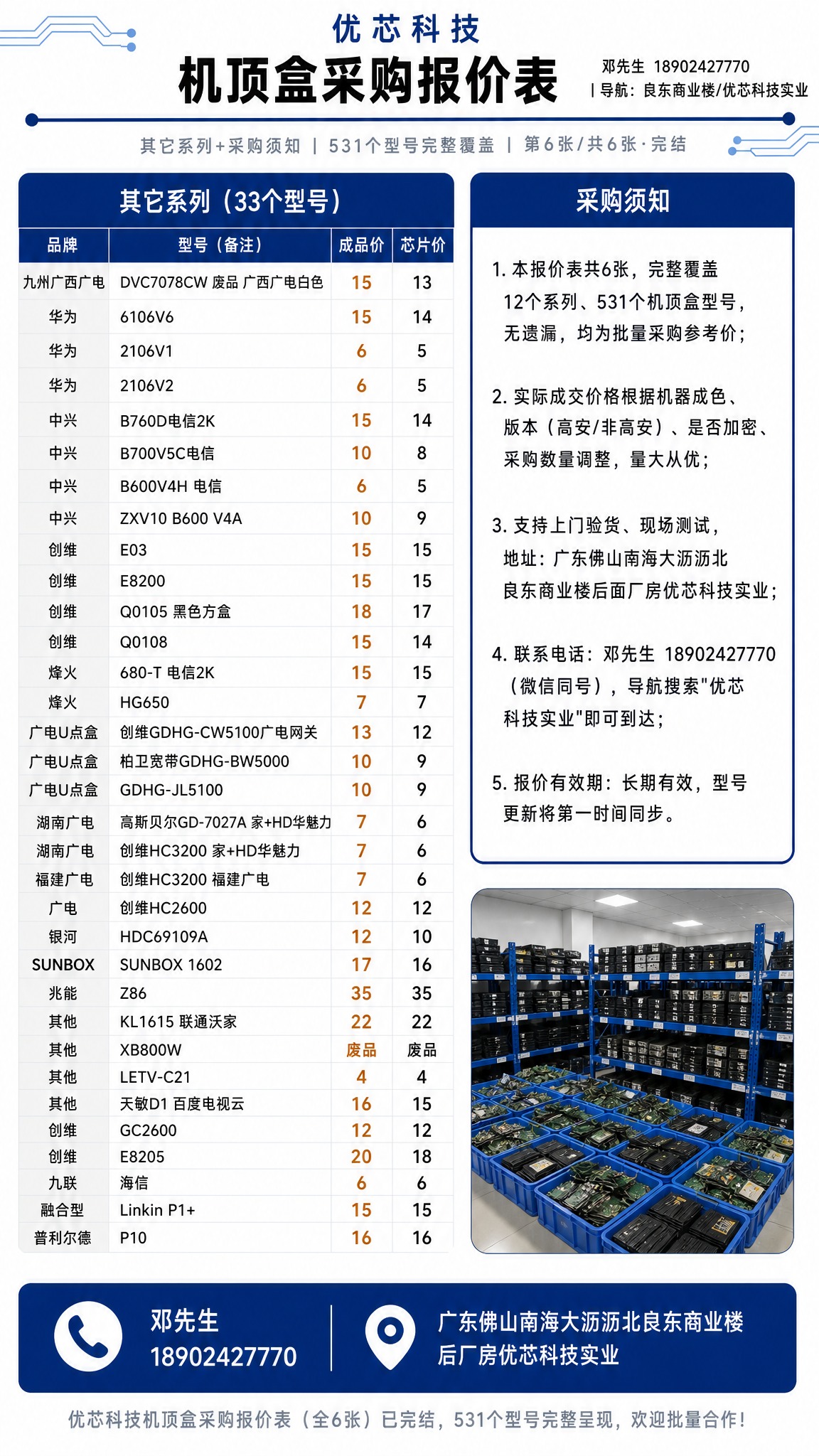 参考图的蓝白商务风格完全统一，9:16竖版机顶盒采购报价表海报… - 图片创意预览