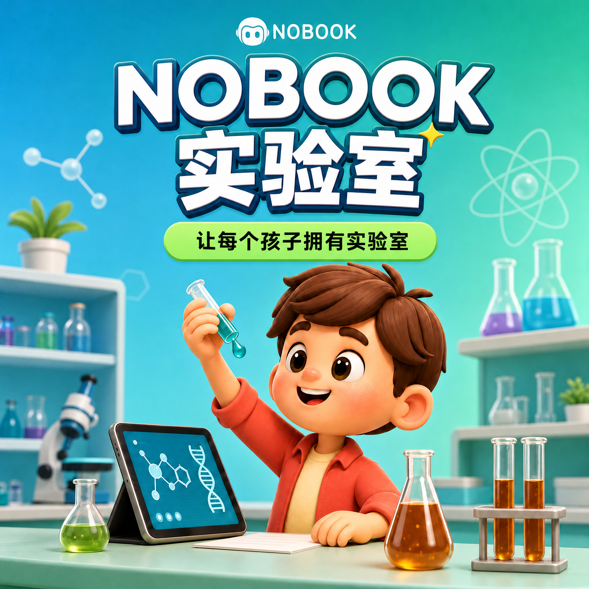 将这张NOBOOK实验室海报调整为800x800正方形尺寸，保… - 图片创意预览
