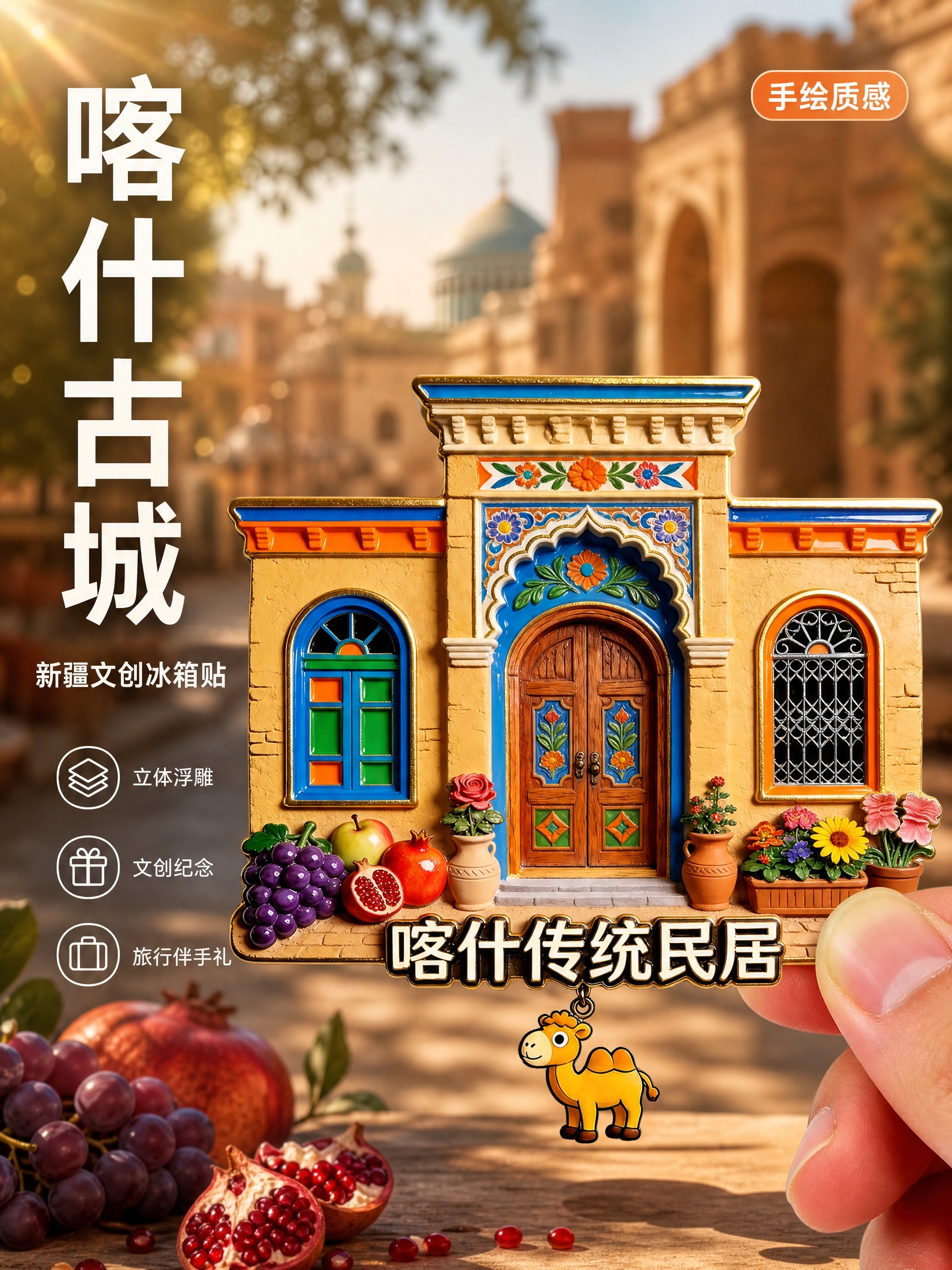 [单张主图] 喀什传统民居冰箱贴 高级氛围感路线 新疆风情场景… - 图片创意预览