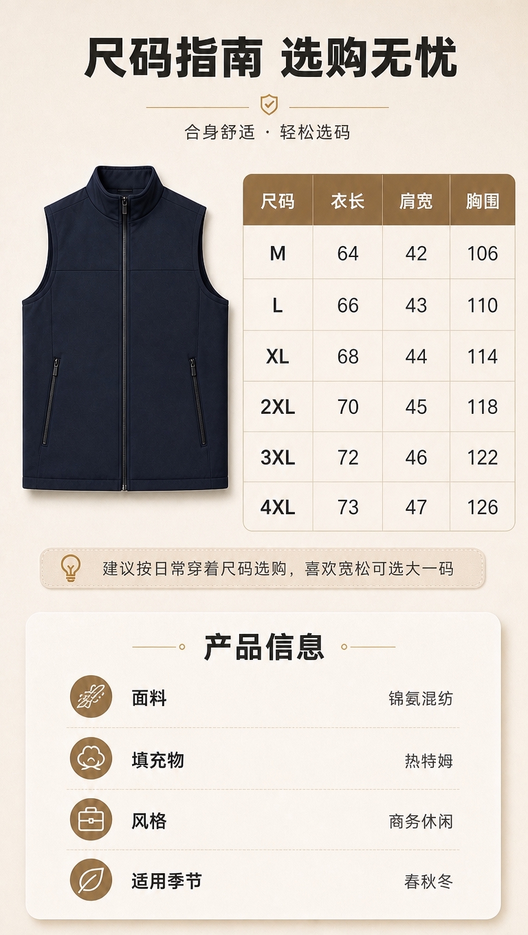 [商品] 使用【图1】藏青色马甲平铺图作为产品示意；商品处理：… - 图片创意预览