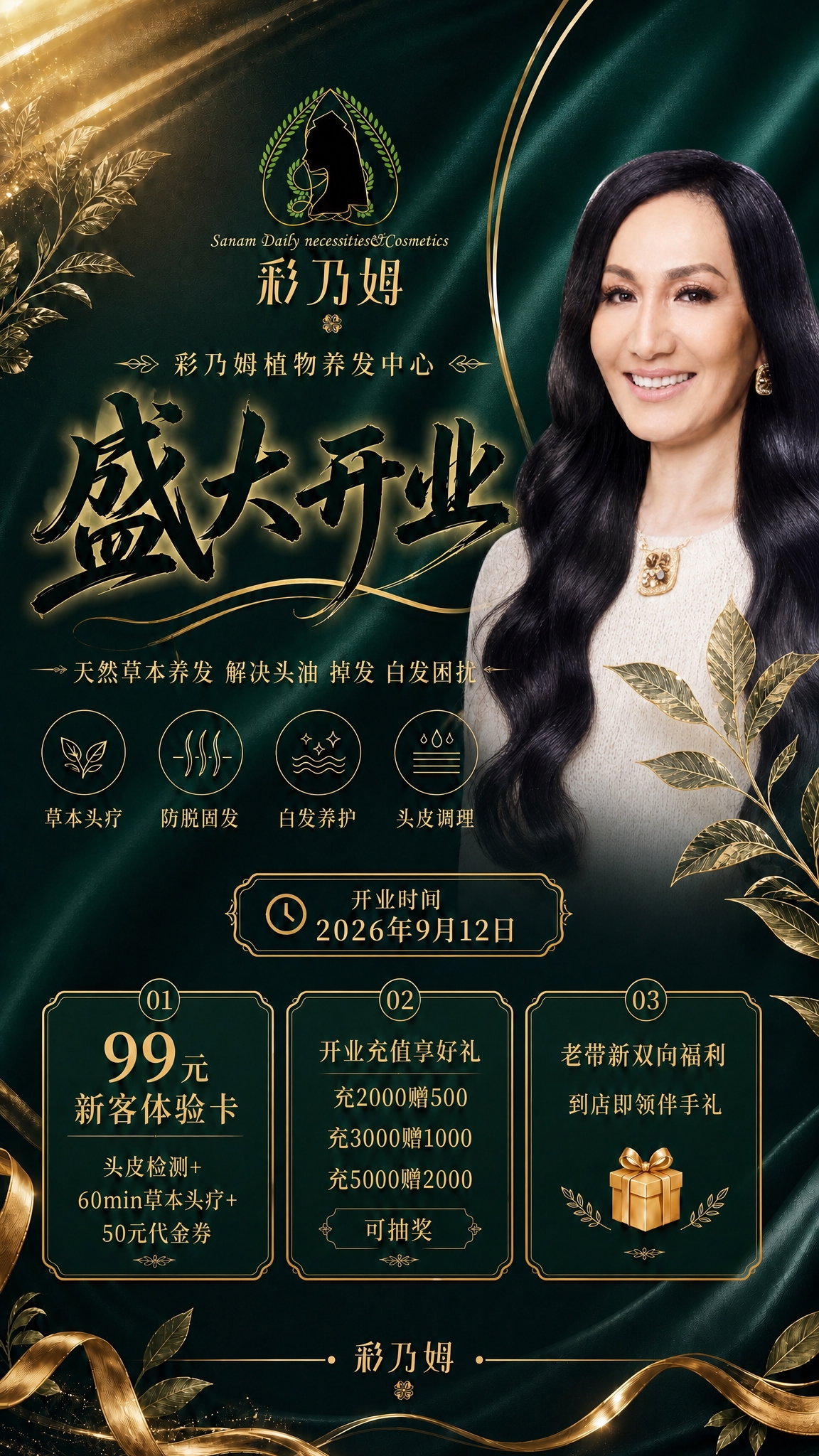 修改这张开业海报：1. 将右上角代言人替换为第二张图中的品牌代… - 图片创意预览