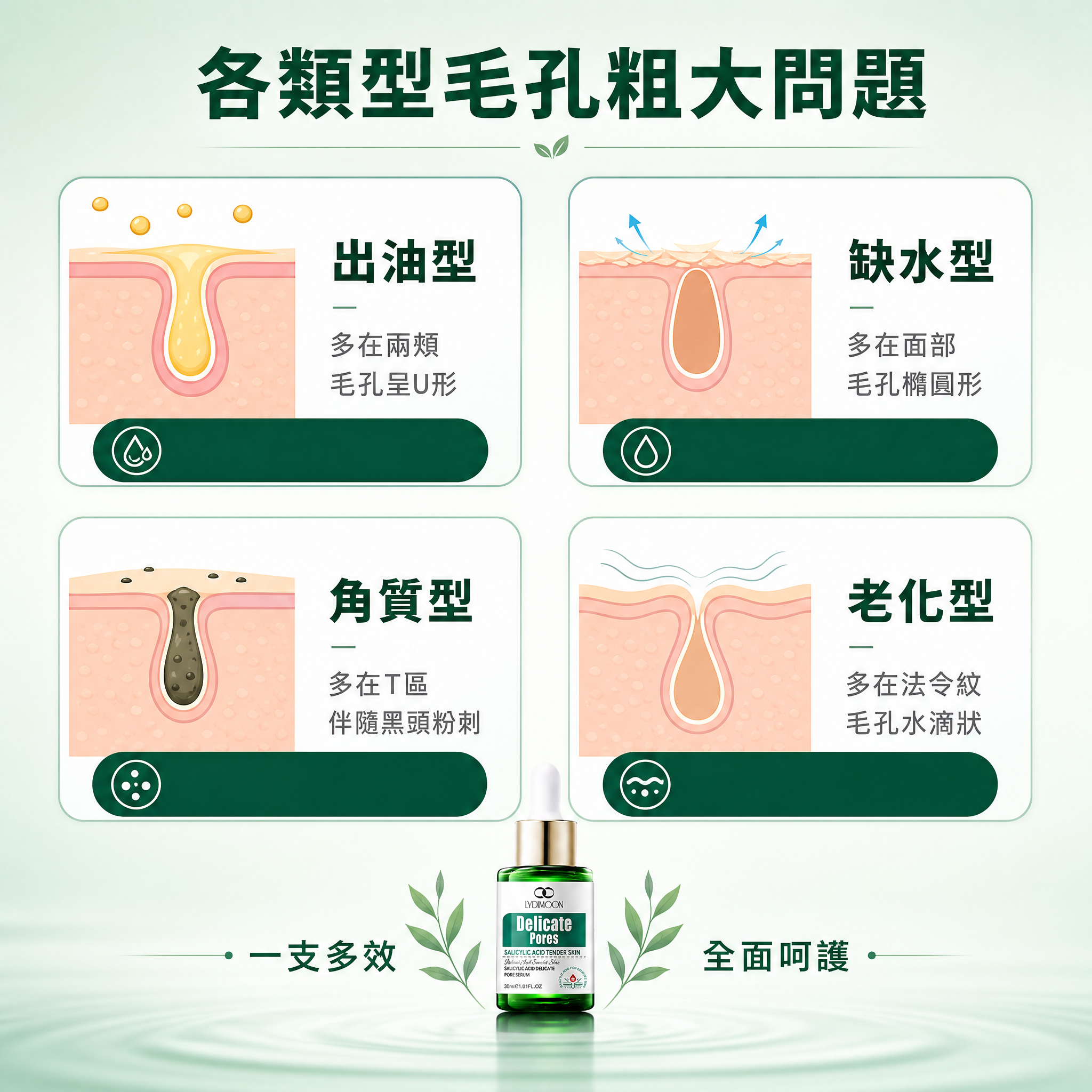 [主圖-3] 毛孔類型科普與適用場景圖 清爽資訊型。 [氛圍風… - 图片创意预览