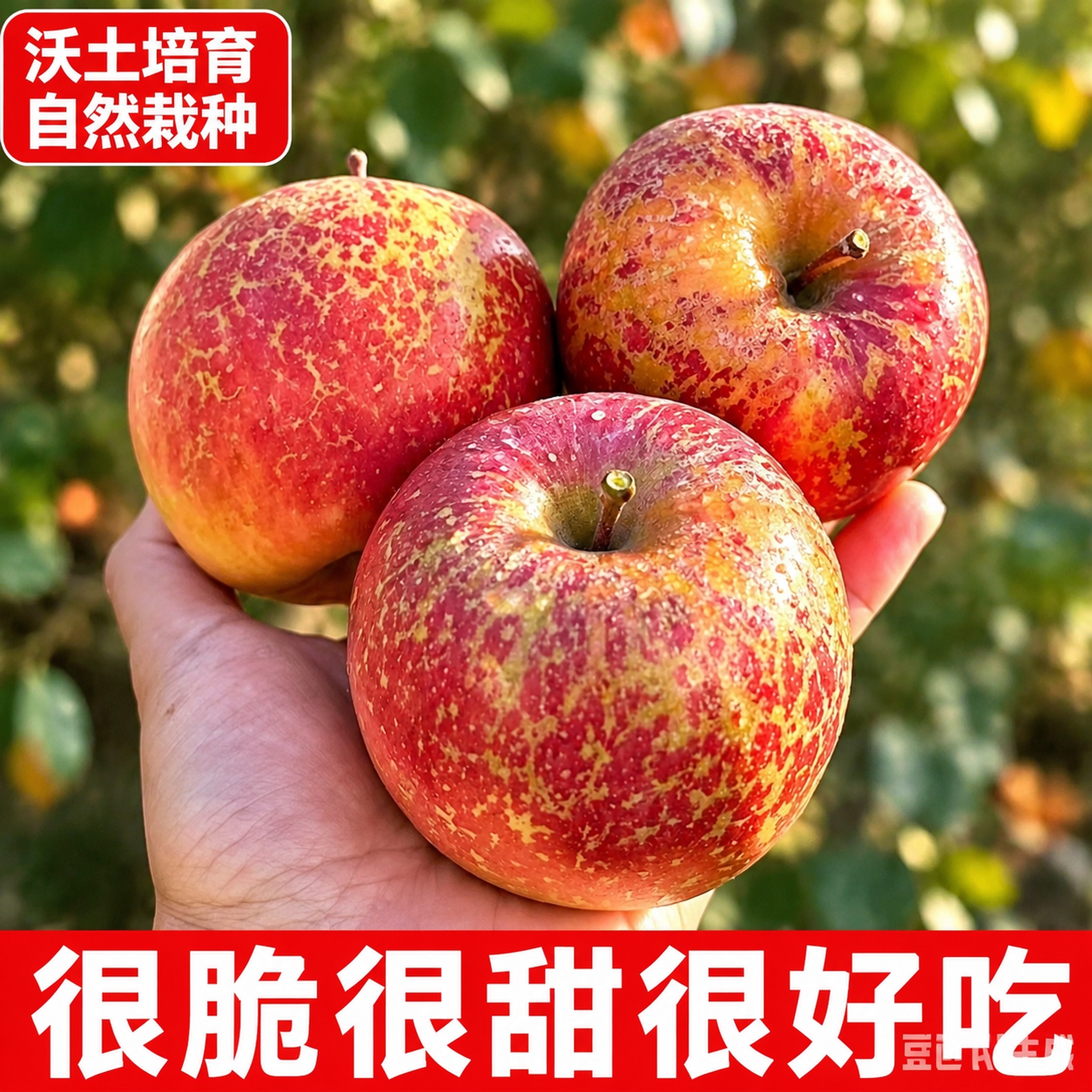拼多多电商主图，高原冰雹果苹果手持展示图，真实接地气风格。画面… - 图片创意预览