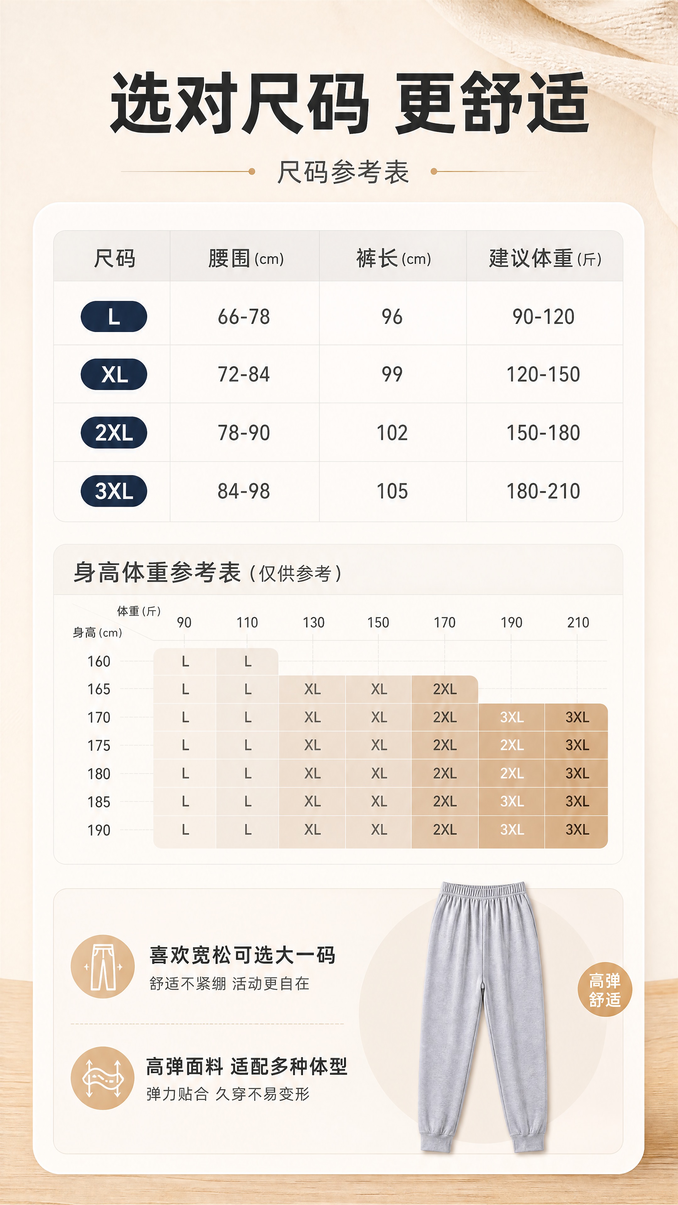 [商品] 使用【图2】男士莱卡棉秋裤，浅灰色；商品处理：保留裤… - 图片创意预览