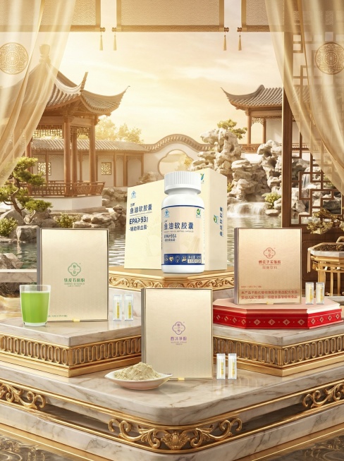 把这四款商品生成一张图，有摆台的预览效果