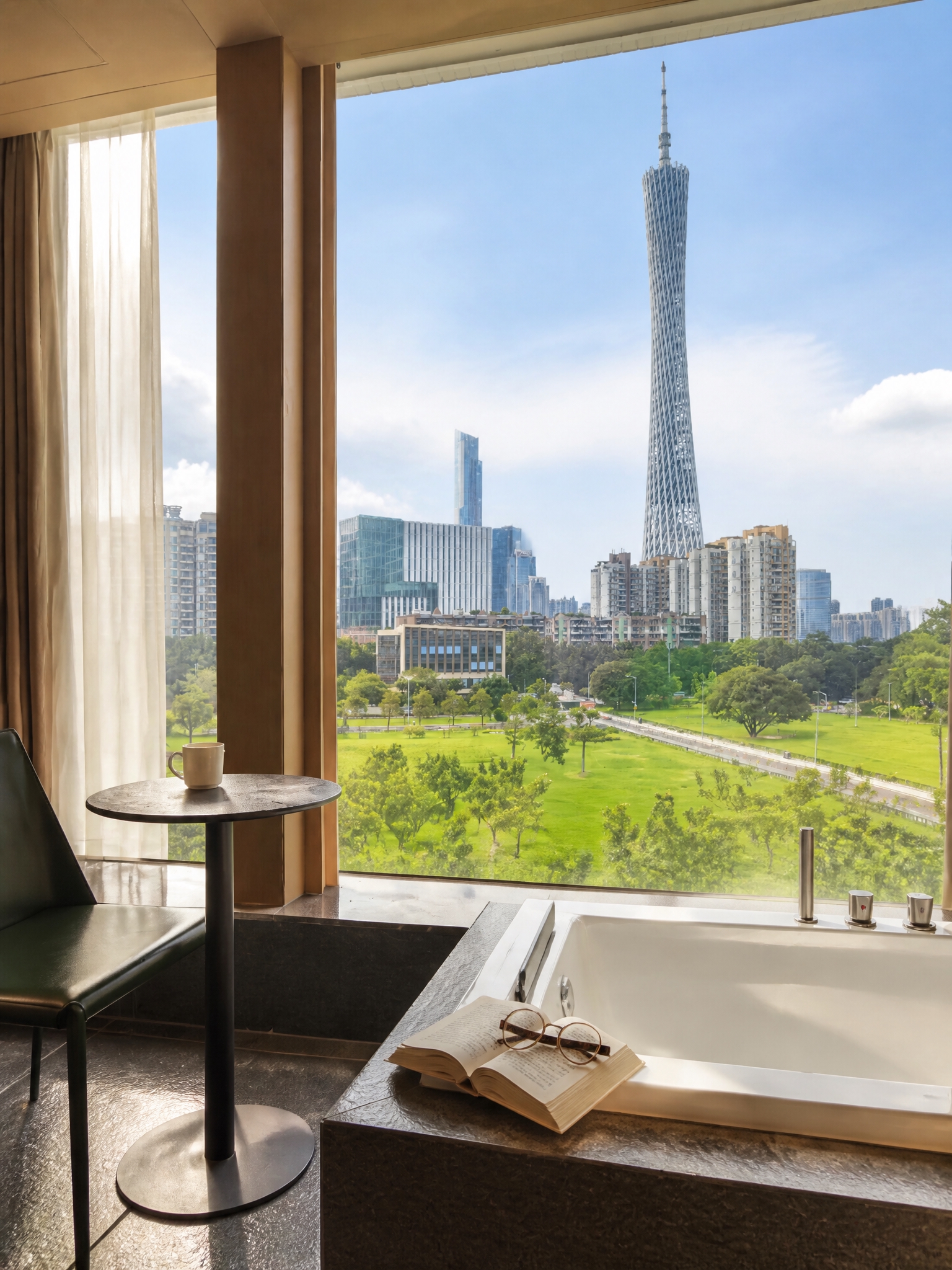 优化这张酒店窗边浴缸景观图，小红书酒店种草风格，温馨自然的旅行… - 图片创意预览