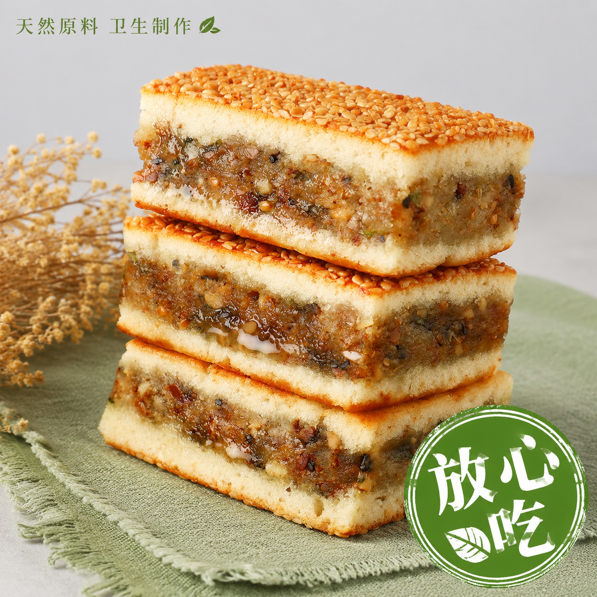 [主图-21] 三层五宝糕突出放心吃卖点。 [氛围风格] 安全… - 图片创意预览