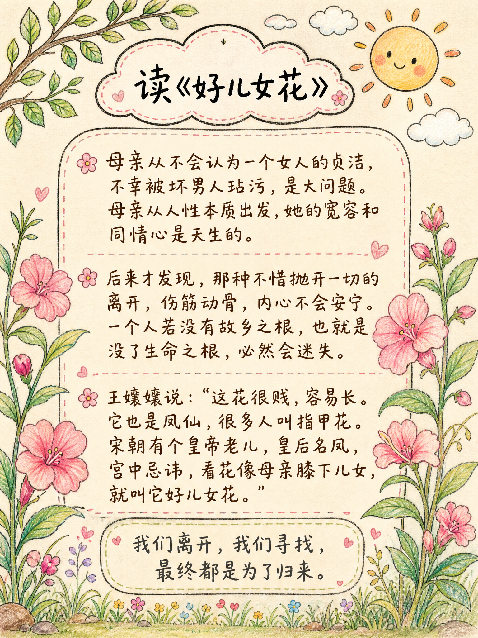 彩色手绘手抄报风格，3:4竖版手帐书摘卡片，米白色纸张底色，黑… - 图片创意预览
