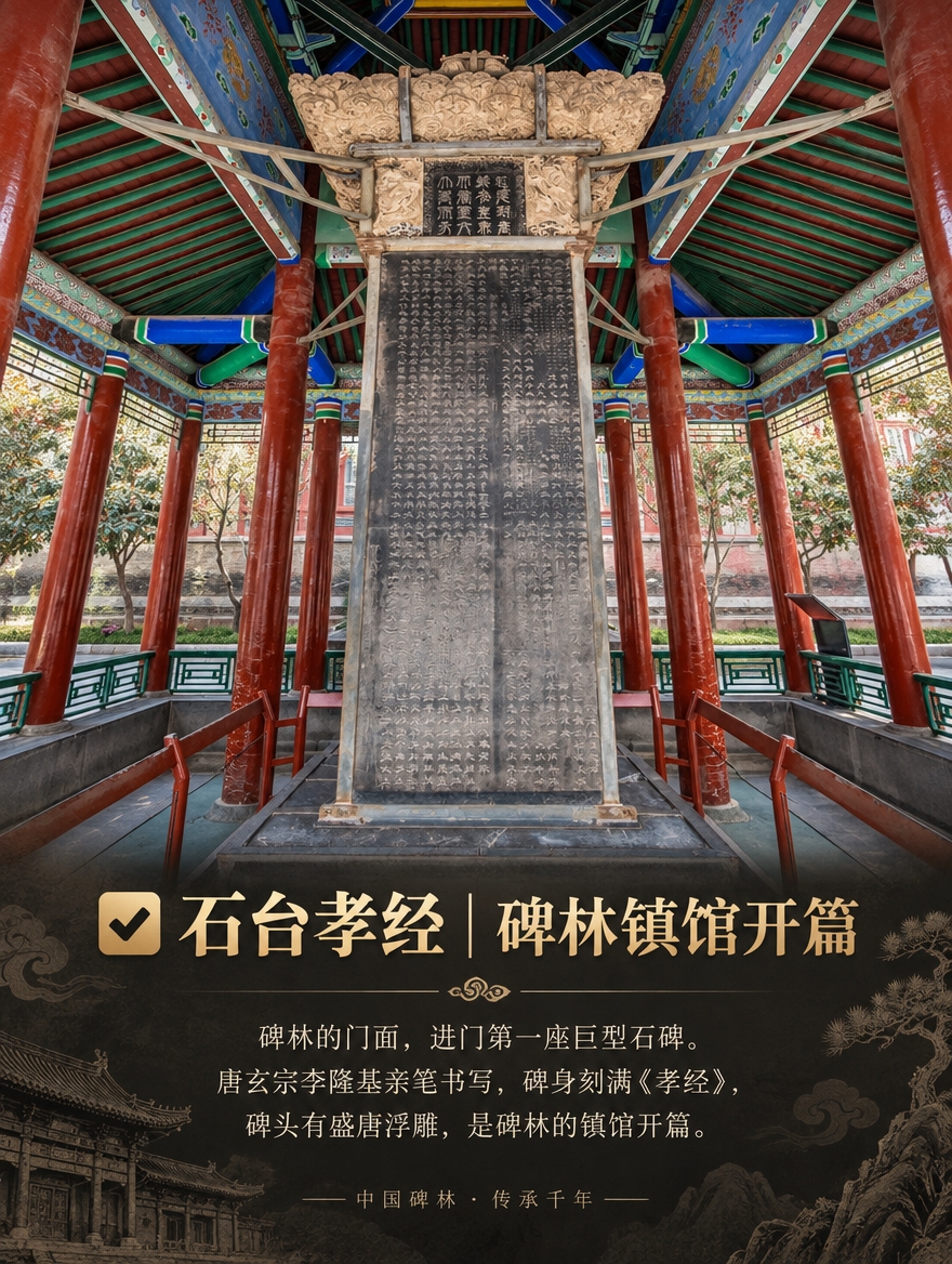 基于这张石台孝经实拍图，制作成3:4竖版单文物介绍图，博物馆文… - 图片创意预览