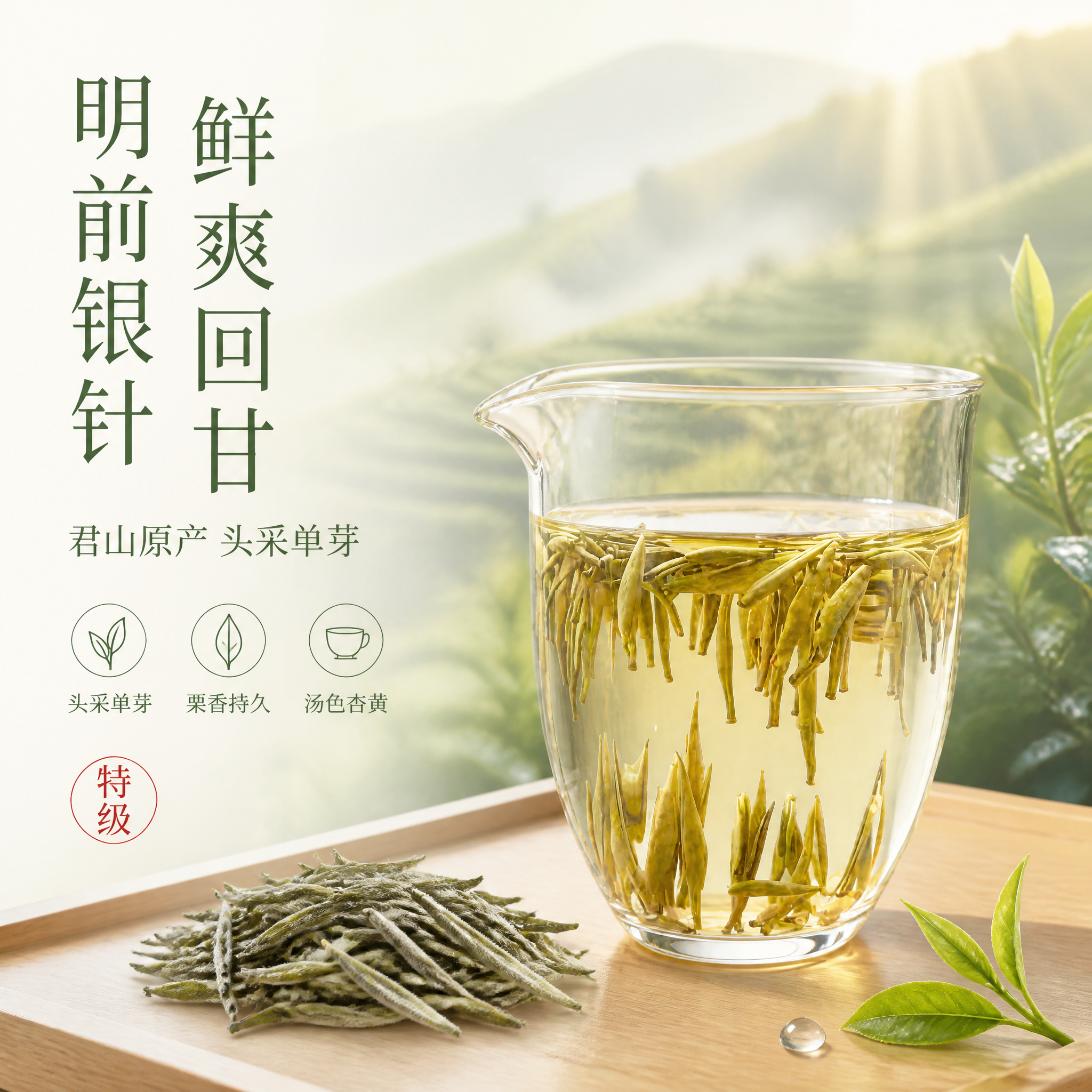 [单张主图] 明前特级君山银针黄茶，高级氛围感路线，原生成分型… - 图片创意预览