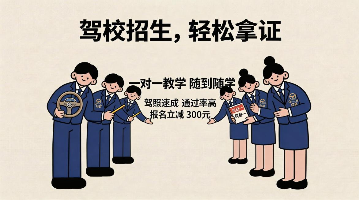 更换图中的卡通人物形象，替换宣传文字，保持原有的简约卡通风格、浅米色背景及原长宽比例不变预览效果