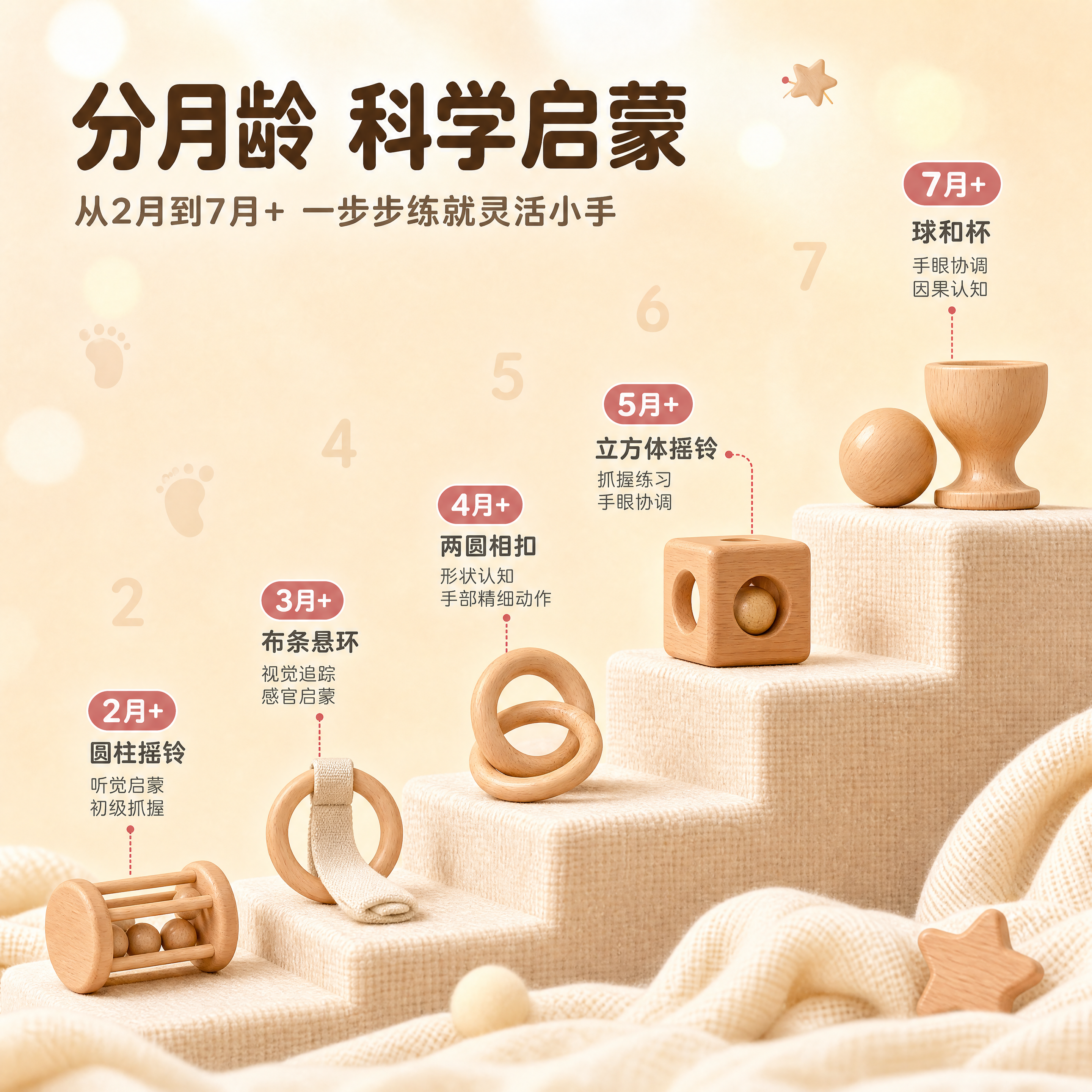 基于这张分月龄科学启蒙详情页图片进行修改：1. 将最上层7月+… - 图片创意预览