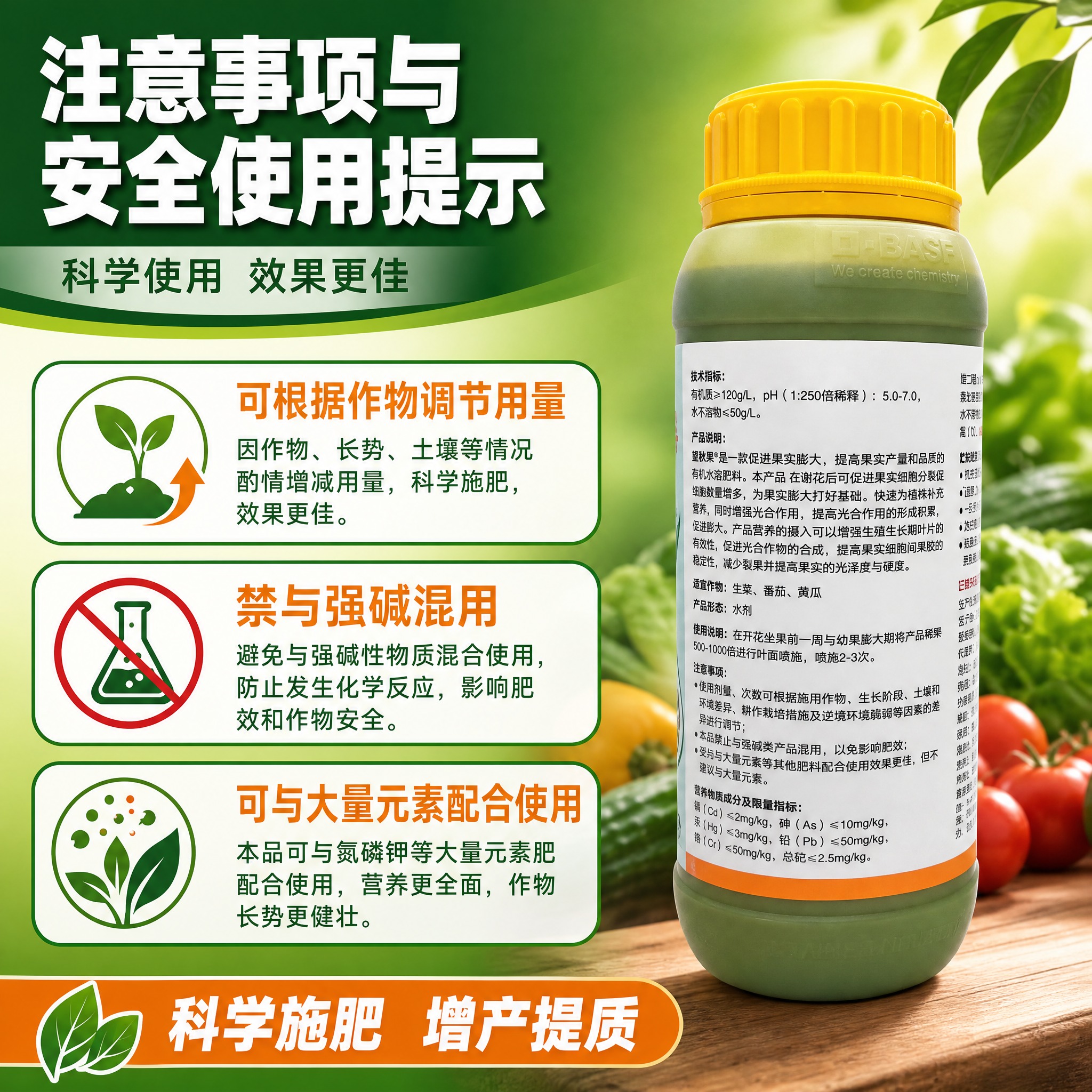 [主图-5] 巴斯夫望秋果有机水溶肥料 注意事项与安全使用提示… - 图片创意预览