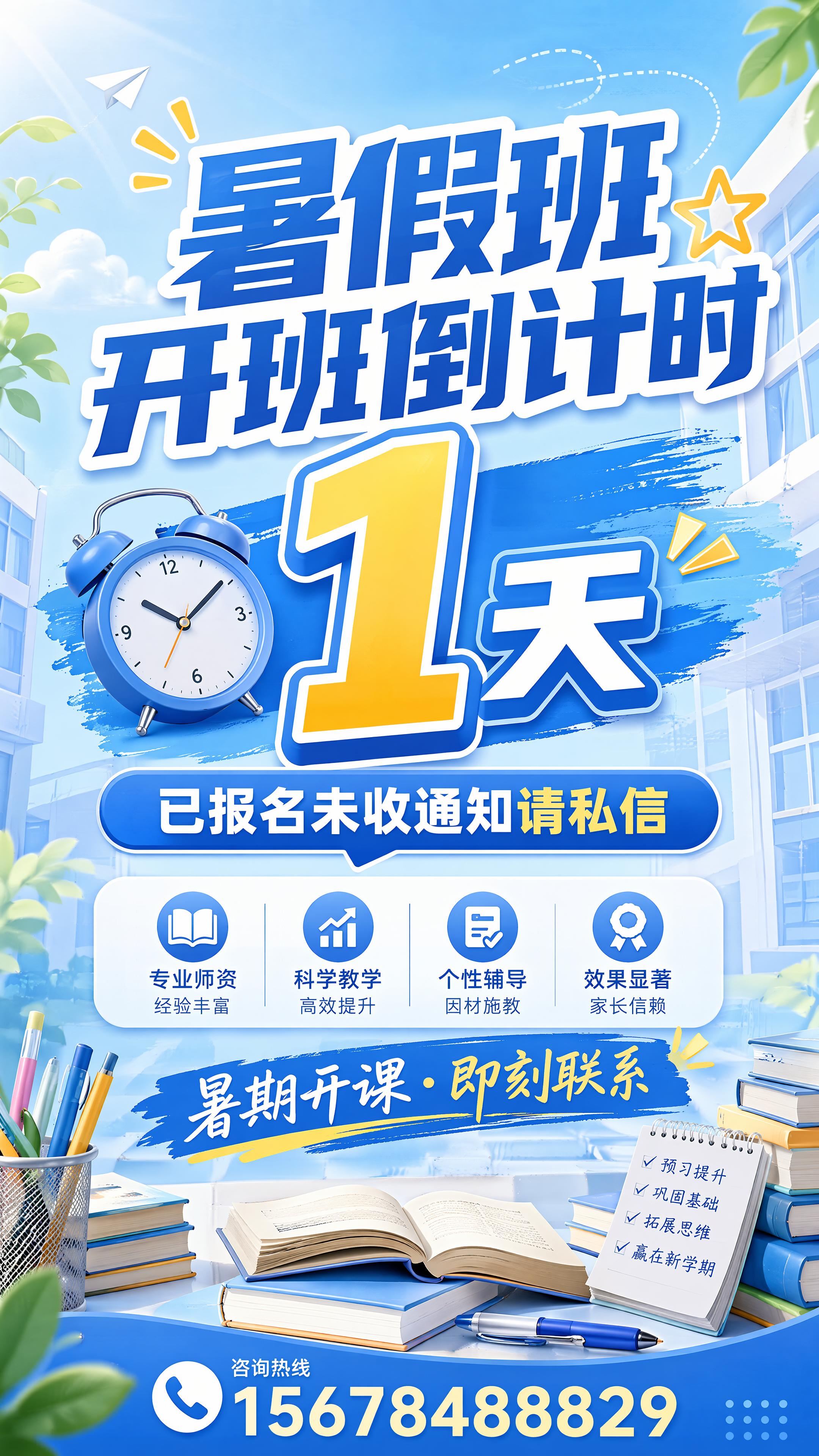 教育招生海报，风格为活力清爽的暑假培训班风格，整体专业可信。画… - 图片创意预览